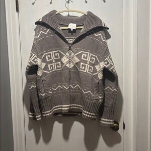 REFORMATION Mariposa wool western print zip up cardigan sweater